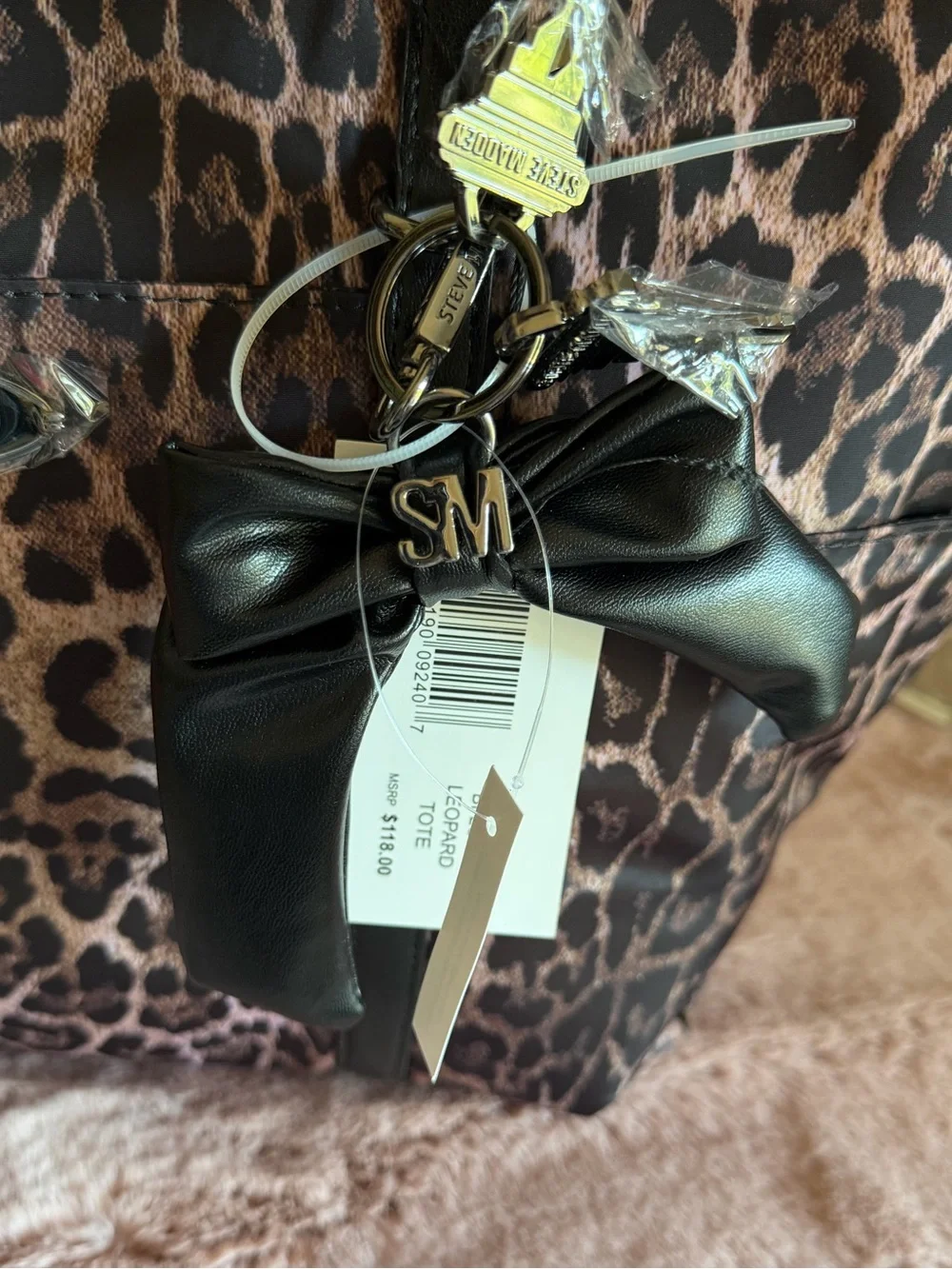 Steve Madden Retro Glam Tote Bag Chocolate Brown Leopard Cheetah Print BFLORA
